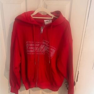 I.AM.GIA Kasen Zip-Up Hoodie Sweatshirt Red XS